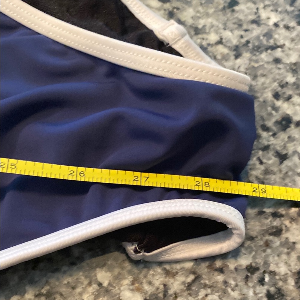 INC International Concepts Blue and White One-Piece Swimsuit Sporty Design 12 - Picture 7 of 16